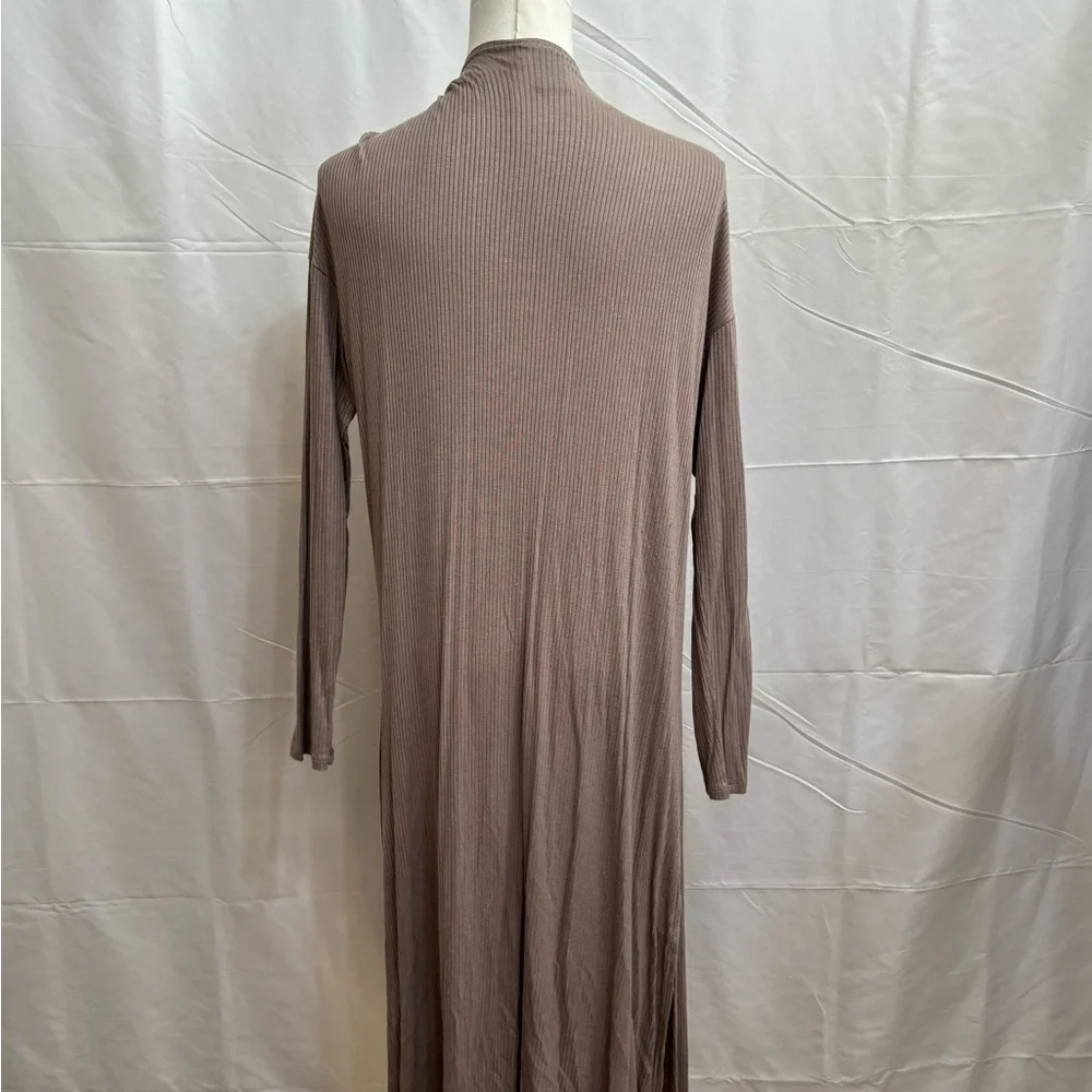 See‎ You Monday Taupe Ribbed Duster Cardigan Long Open Front Size M